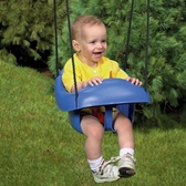 Smiling Toddler in a toddler swing