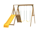 The Sonoma Swing Set includes the Sonoma kit, 2 swings, Play deck, Slide, Play Handles from slide side