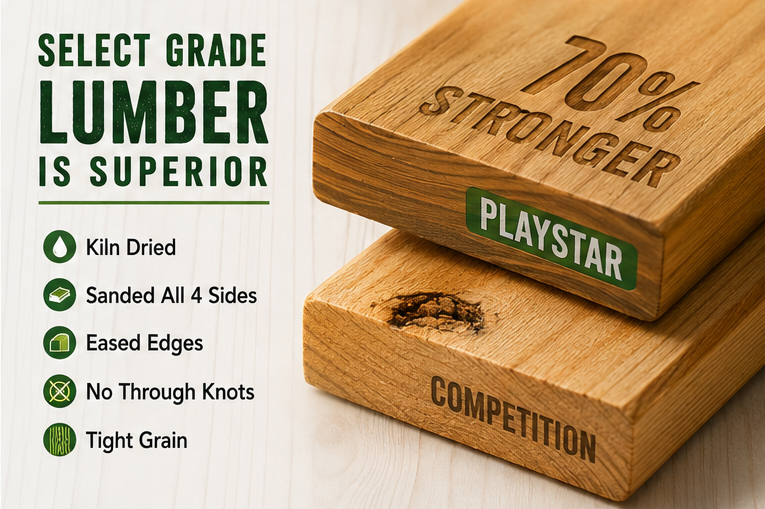 PlayStar wooden backyard playset built with premium Southern Yellow Pine lumber