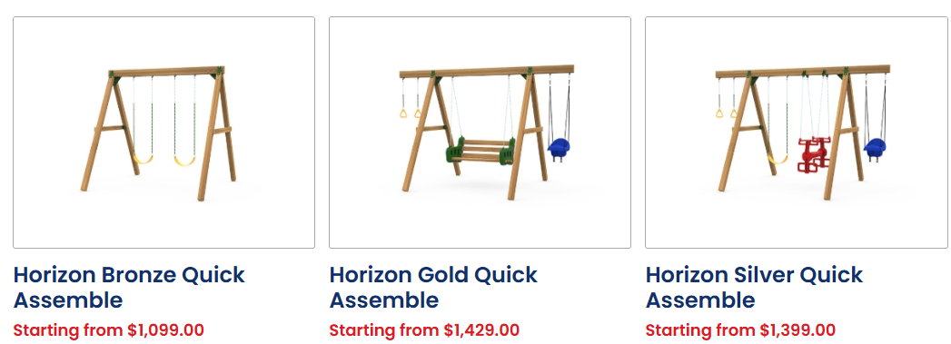Traditional backyard swing sets with swings and slides